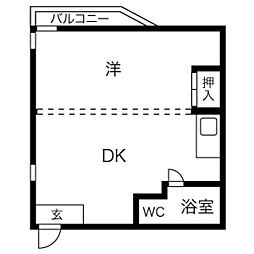 サンハイツ大山 1DKの間取図画像