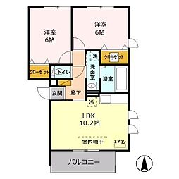 ロイヤルヒル共栄1 2LDKの間取図画像