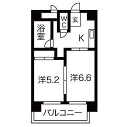 グランルミエール 5階2Kの間取り