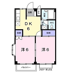 シティハイツ前田1 2DKの間取図画像