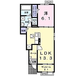 フレシールくぬぎ2 1LDKの間取図画像