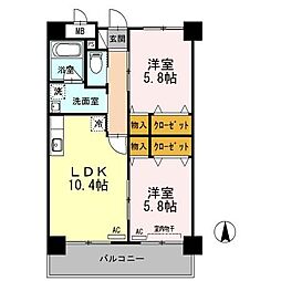 サンフォーレ・1989 9階2LDKの間取り