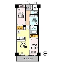 グランビュー黒崎南 2DKの間取図画像
