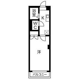 レジデンスカープ宇都宮 1Kの間取図画像