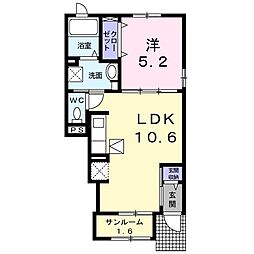 シエロガーデン下余部B 1LDKの間取図画像