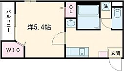 JR豊肥本線 東海学園前駅 徒歩15分の賃貸マンション 5階1Kの間取り