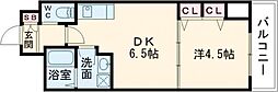 エステムコート三宮駅前2アデシオン 1DKの間取図画像