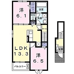 セープリリオン1 2LDKの間取図画像