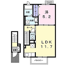 アイミルンB 1LDKの間取図画像