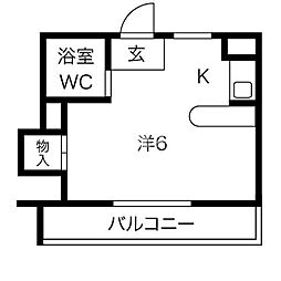 パークサイド八事 ワンルームの間取図画像