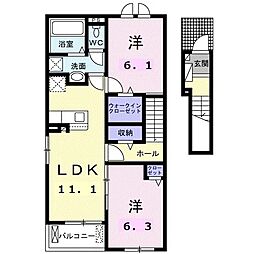 セレノカーサKEN 2LDKの間取図画像