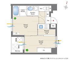 リアンシエルブルー香椎宮前 2Kの間取図画像