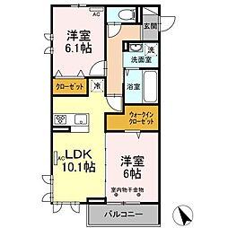 D-room本町 2LDKの間取図画像