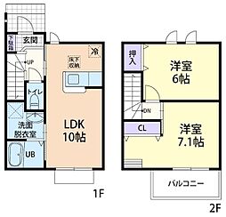 シーアクレスト 2LDKの間取図画像