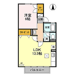 セジュール経堂A 1LDKの間取図画像