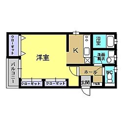 コンフォート愛 1Kの間取図画像