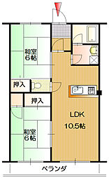 フレンドハウス 2階2LDKの間取り