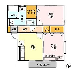 ほほえみA 2DKの間取図画像