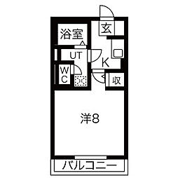 ボナールアークA棟 1Kの間取図画像