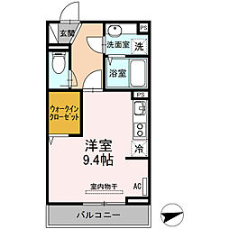 D-room新涯 2階ワンルームの間取り