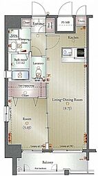 グラビスコート広島駅前通り 1LDKの間取図画像