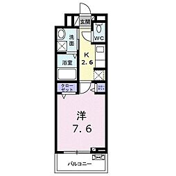 二番館 1Kの間取図画像