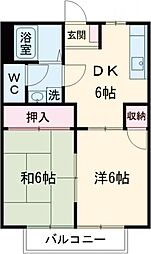 コーポラス見川C 2DKの間取図画像