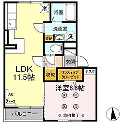 グリーンライフ桂木　Ｂ 2階1LDKの間取り