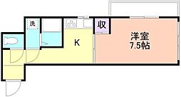 ハナノマンション 1Kの間取図画像