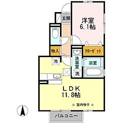 セジュール桜つつみ2 1LDKの間取図画像