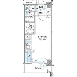 ホーリーフォート南平岸 4階ワンルームの間取り