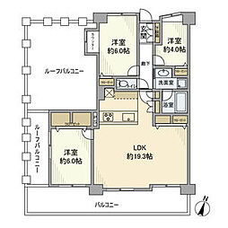 コスモ武蔵新城グレイスコート 6階3LDKの間取り