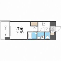 エスリードRESIDENCE大阪福島CITYWEST 1Kの間取図画像