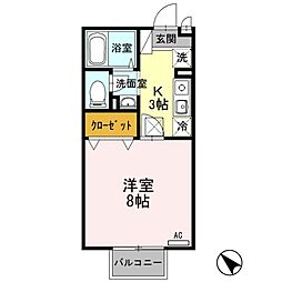 JR羽越本線 新発田駅 バス9分 舟入町1丁目下車 徒歩2分の賃貸アパート 1階1Kの間取り