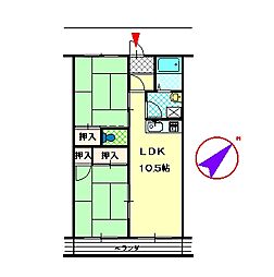 ヴィラ宮浦 1階2LDKの間取り