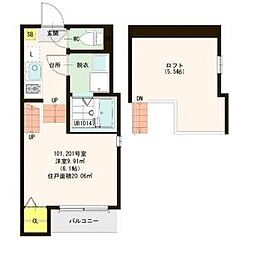 ハーモニーテラス西中田 1Kの間取図画像