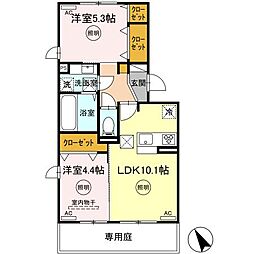 ラ・フェリーチェT 2LDKの間取図画像