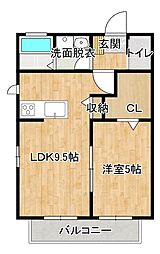 Ｆｏｒｔｕｎｅ　Ｈｉｌｌ　Ｒ 1階1LDKの間取り