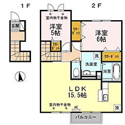 セジュール・エーB 2LDKの間取図画像