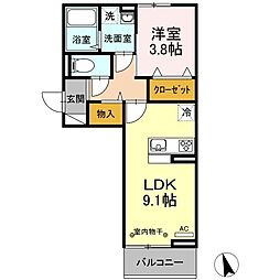 JR東北本線 太子堂駅 徒歩10分の賃貸アパート 2階1LDKの間取り