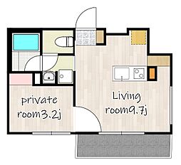 8COURT 1LDKの間取図画像