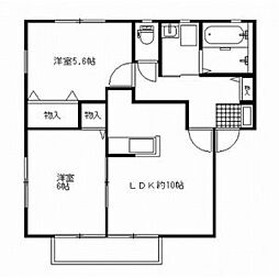 東武小泉線 本中野駅 徒歩12分の賃貸アパート 1階2LDKの間取り