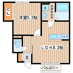Ｄ−ｃｏｕｒｔ通町 1階1LDKの間取り