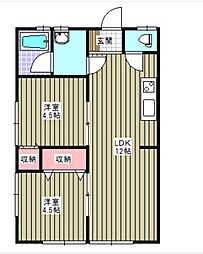 コーポピア 2LDKの間取図画像
