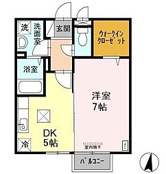オノフタウン滑石R 1DKの間取図画像