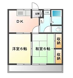 コーポラスハウスウチダ 2DKの間取図画像