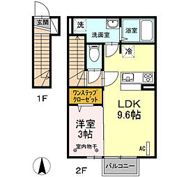 D-room小倉寺B 1LDKの間取図画像