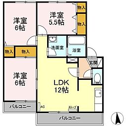 ハイセレールセレッソ　Ｂ 2階3LDKの間取り