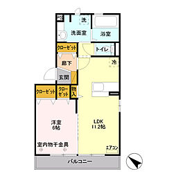 レグラス稲里Ｆ 2階1LDKの間取り