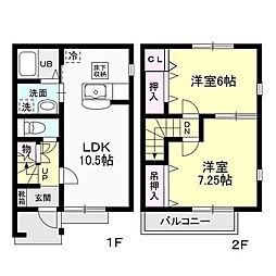 グランシャリオT&A1 2LDKの間取図画像